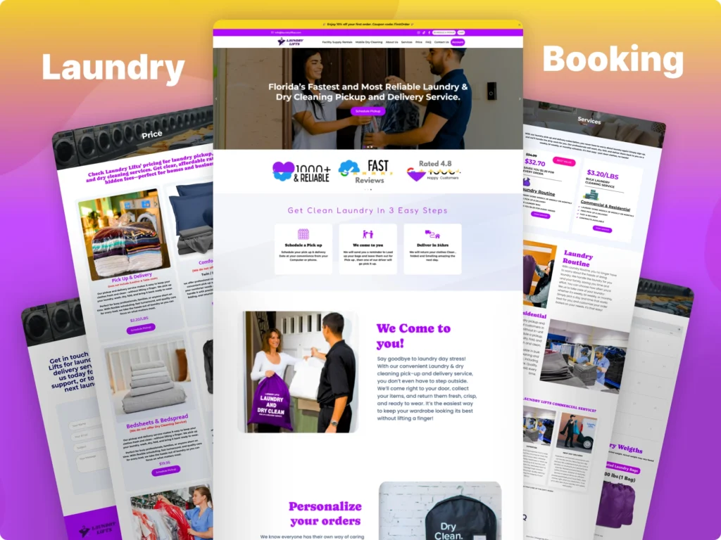 Laundry Lifts Laundry Service Booking Website