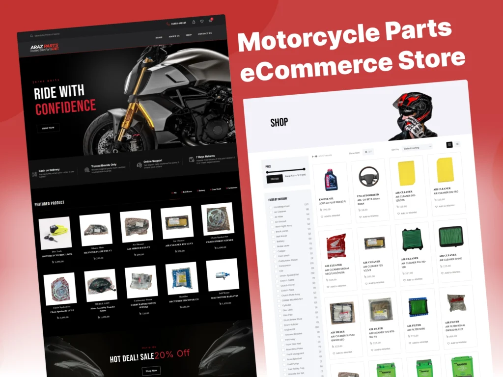Arazparts Motorcycle Parts eCommerce Store Website