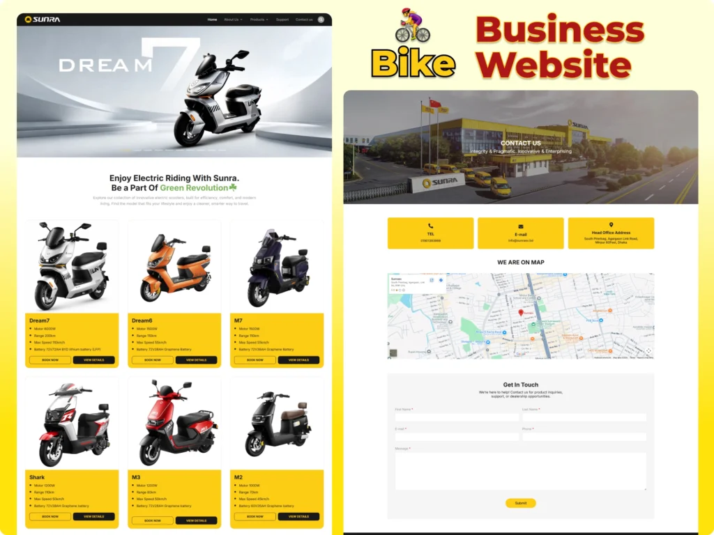 Sunra EV Electric Bike Business Website Design